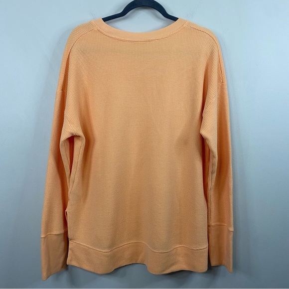 Athleta Coaster Luxe Waffle Knit Long Sleeve Sweatshirt in Orange size XL - Picture 5 of 10